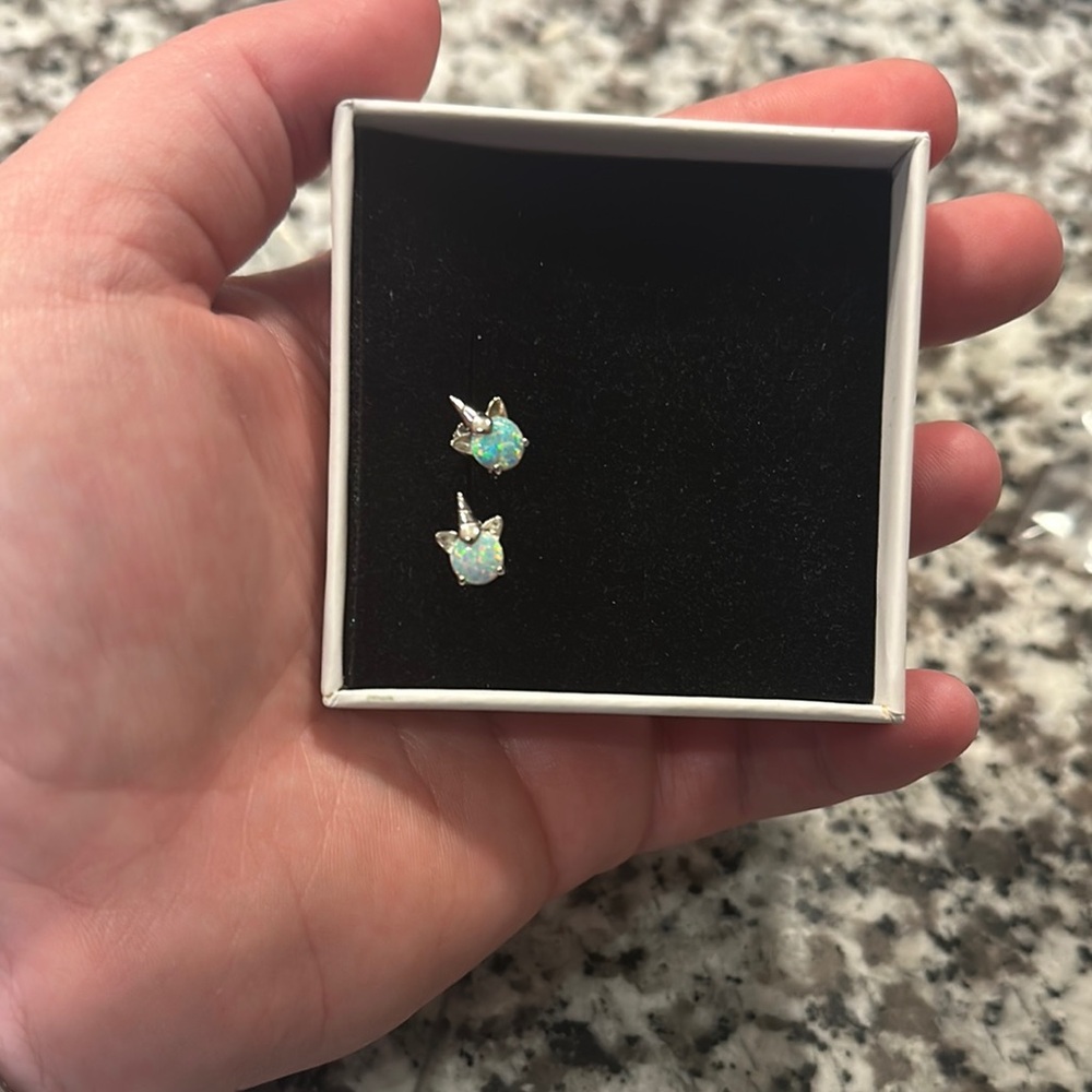 Silver and Blue Dainty Earrings Minimalist Design